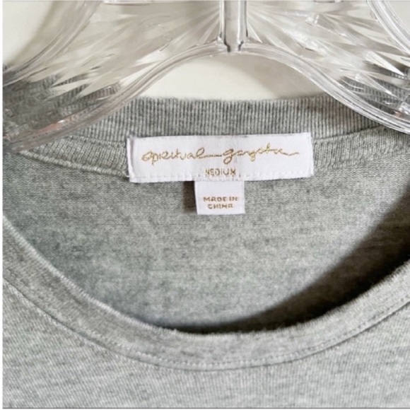 Spiritual Gangster Happiness Savasana sweater gray white crew neck graphic - Picture 5 of 7